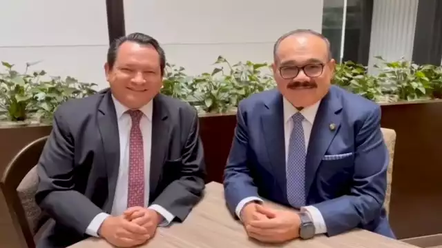 Joaquín Díaz Mena y Jorge Carlos Ramírez Marín se reunieron en el encuentro con los aspirantes de Morena a nueve gubernaturas del país