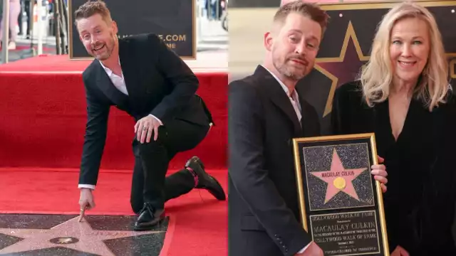 Catherine O'Hara, quien interpretó a su madre en 'Mi Pobre Angelito', fue quien le entregó la Estrella de la Fama