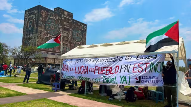 Así luce una parte del campamento de la UNAM en solidaridad con Palestina