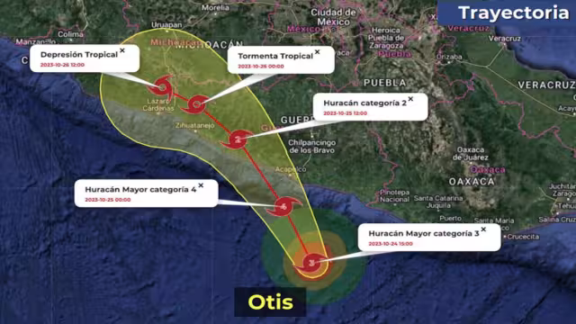 Otis presenta vientos de 210 a 250 km/h