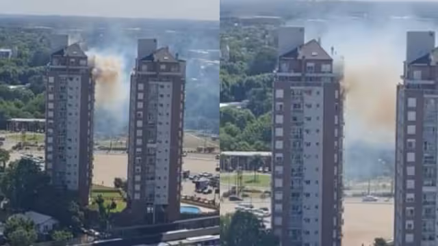 El niño quedó colgado del balcón