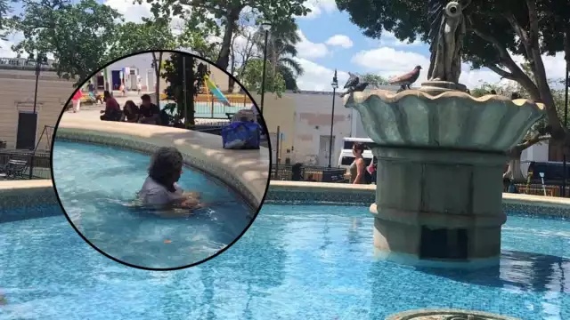 La mujer permaneció en la fuente del parque de San Juan durante un rato