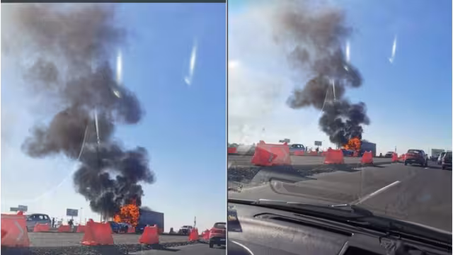 Esta mañana se registró un incendio en un tráiler, lo que provocó el cierre parcial de la autopista México-Pachuca, a la altura del municipio de Tecámac