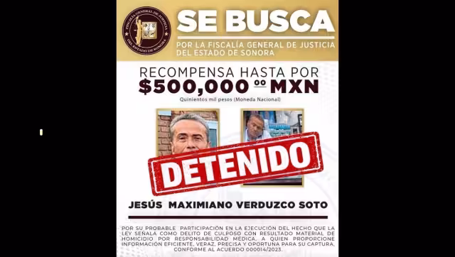 La Fiscalía de Sonora ofreció una recompensa de hasta 500 mil pesos por información que permitiera localizarlo y ejecutar la orden correspondiente