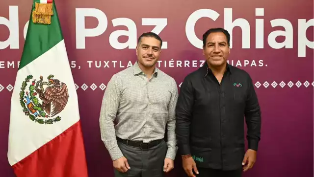 Omar García Harfuch, titular de la SSPC y Eduardo Ramirez Aguilar, gobernador de Chiapas