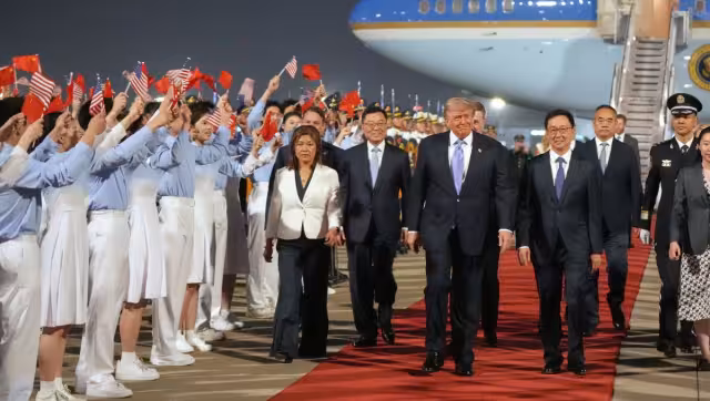 El presidente de Estados Unidos, Donald Trump, fue recibido por el vicepresidente chino Han Zheng