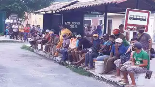 Los pescadores acudieron temprano al sitio donde se estacionan las camionetas de transporte. Foto: Por Esto!