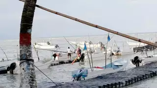 Las condiciones del clima ocasionaron el cierre de puertos en Champotón. Foto: José Valencia.