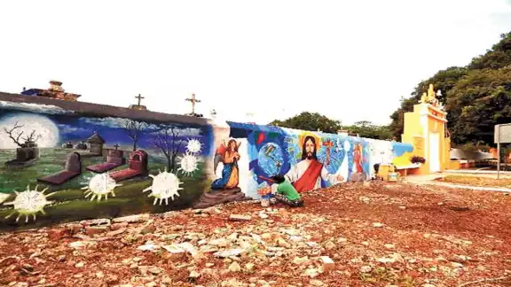 La obra fue encargada por las autoridades locales como homenaje al Día de Muertos. Foto: José Luis López Quintal. La obra fue encargada por las autoridades locales como homenaje al Día de Muertos. Foto: José Luis López Quintal.