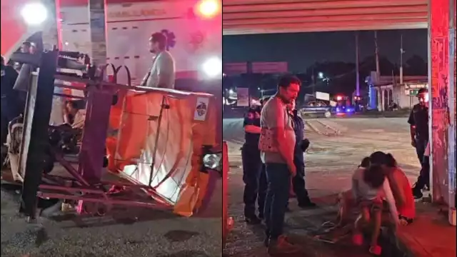 Auto embiste a un mototaxi a la altura del puente de San Pedro Nohpat en la vía Mérida-Valladolid