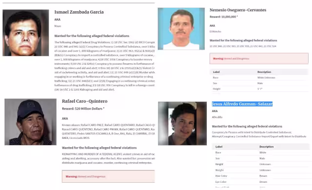 Estos algunos de los narcos más buscados en México y Estados Unidos (Especial)