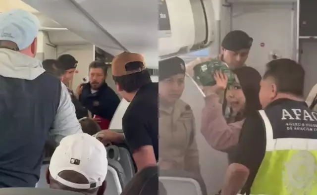 La pareja tuvo que abandonar el avión por agredir a los presentes.