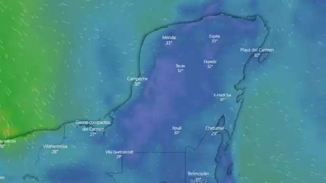 Clima para Campeche y Yucatán (Windy)