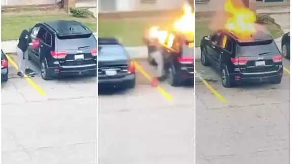 Mujer incendia auto de su ex por una infidelidad y termina herida (Especial) Mujer incendia auto de su ex por una infidelidad y termina herida (Especial)