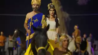 El cantante kuwaití Shams actúa durante el Festival Internacional de Babilonia celebrado por primera vez desde la invasión liderada por Estados Unidos en 2003 en la antigua ciudad de Babilonia, Patrimonio de la Humanidad de la UNESCO, en Irak, el 28 de octubre de 2021