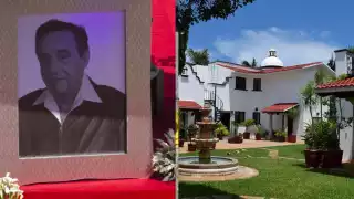 La propiedad tiene un estilo neoclásico hispano mexicano, según petición del legendario comediante mexicano