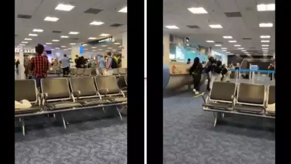La pelea inició en la sala de espera de la puerta D-14 en la estación aérea de Miami La pelea inició en la sala de espera de la puerta D-14 en la estación aérea de Miami