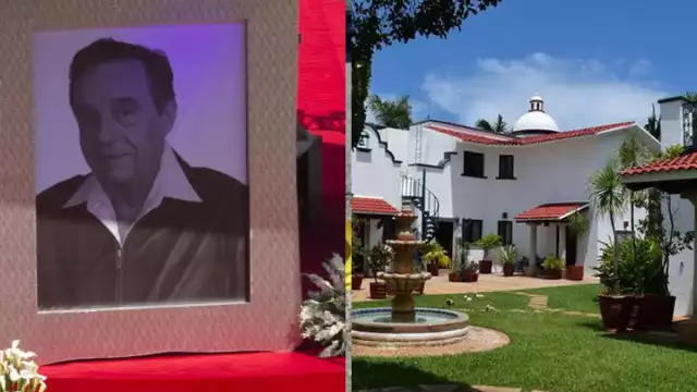 La propiedad tiene un estilo neoclásico hispano mexicano, según petición del legendario comediante mexicano