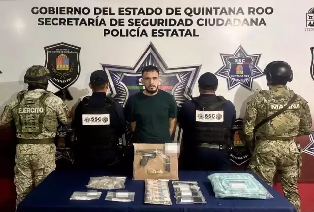 Elementos de la Policía Estatal detuvieron a Emilio Alejandro “N” en Cancún.