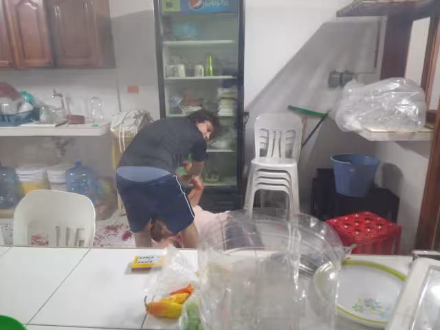 La mujer se encontraba tirada en el piso gravemente herida