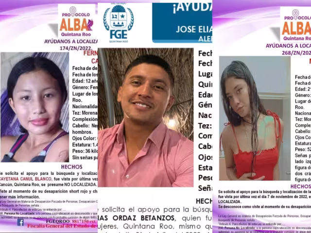 La menor Fernanda Cayetana Canul y  Blanco, José Elías Ordaz Betanzos, Mayra Alejandra Mendoza Ayala siguen desaparecidos