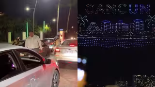 “Duró más el tráfico": Show de drones en Puerto Cancún genera críticas por su corta duración y caos vial