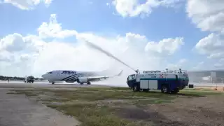 Las autoridades aeroportuarias hicieron el corte del listón para los destinos aéreos que se interrumpieron debido a la pandemia