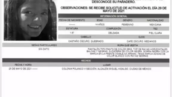 Localizan a menor desaparecida en CDMX. Localizan a menor desaparecida en CDMX.
