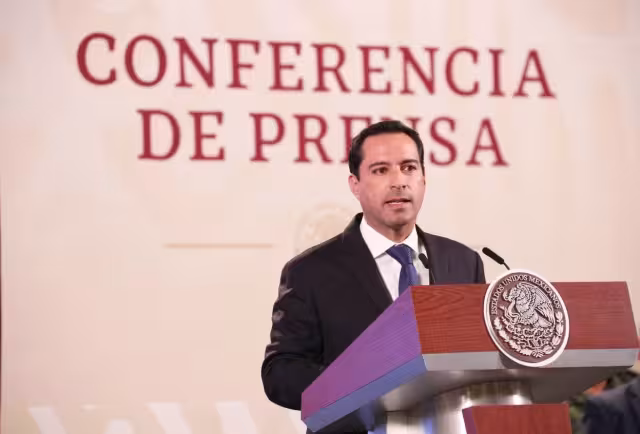 Mauricio Vila durante su participación en la conferencia mañanera del presidente Andrés Manuel López Obrador