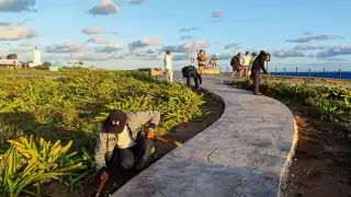 Una cuadrilla de trabajadores del Área de Parques y Jardines se encargó de arreglar para facilitar la transito de visitantes