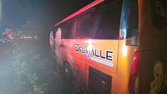 El conductor de este autobús perdió la vida esta noche en Cancún El conductor de este autobús perdió la vida esta noche en Cancún