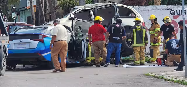 Tres heridos, dos de ellos en estado grave, fue el resultado de un aparatoso accidente en Cozumel