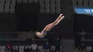 Las mexicanas Gabriela Agundez y Alejandra Orozco participando en la final de clavado sincronizado feminil 10m