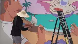 Colectivo Sirena Estudio Creativo creó un mural crea mural en Plaza de las Artesanías en Ciudad del Carmen