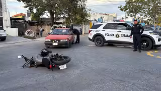 Accidente por avenida Casa de Justicia en Campeche deja a motociclista con fractura expuesta