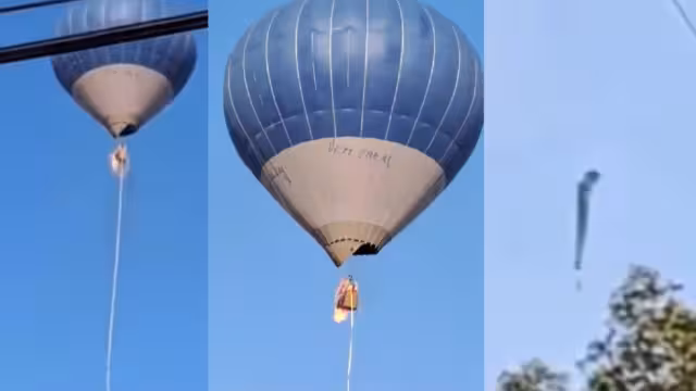 Incendio de globo aerostático en Teotihuacán