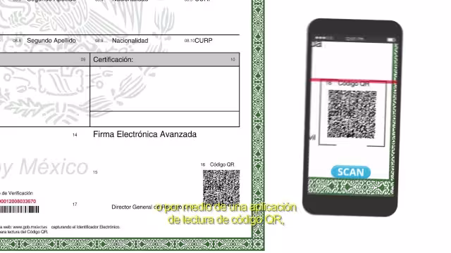 Acta de nacimiento con código QR