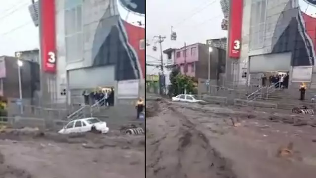El agua arrastró varios autos en el municipio