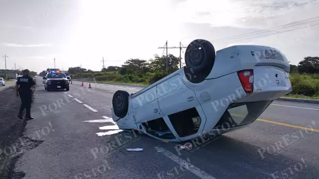 La unidad quedó volcada tras atropellar al caballo