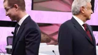 Ricardo Anaya y Andrés Manuel López Obrador durante el debate en 2018 (Cuartoscuro)