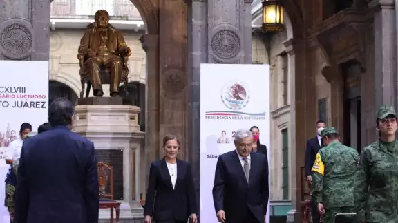 AMLO, durante el aniversario luctuoso de Juárez, en julio de 2020
