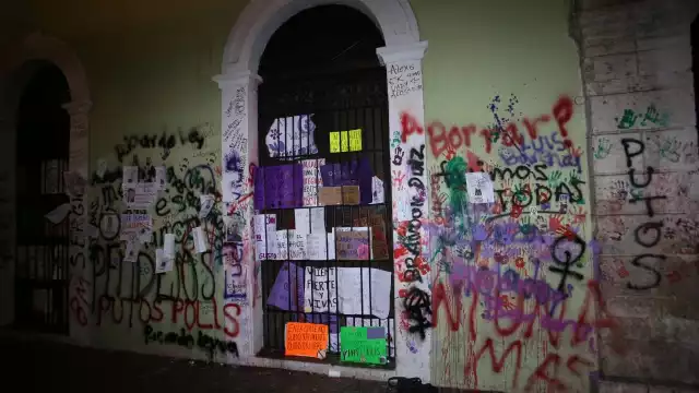 El Palacio de Gobierno fue el más vandalizado por la marcha del 8M en Mérida
