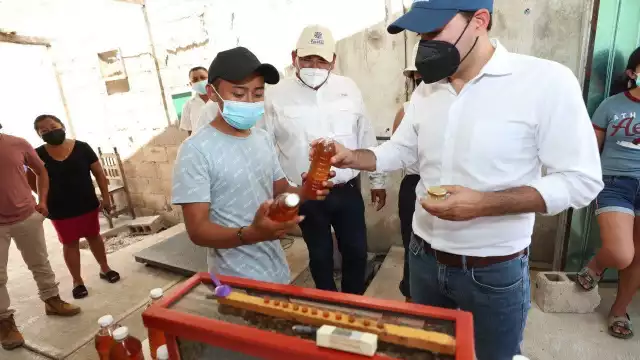 Jhonny Parra, de 21 años, crea sus propios núcleos de producción de abejas