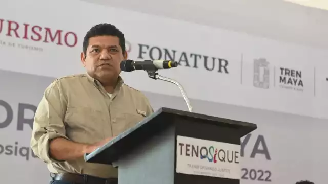 Javier May Rodríguez, director de Fonatur durante su participación en el Foro Tren Maya en Tabasco. Foto: Fonatur