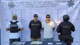 Detienen a dos hombres del Estado de México por posesión de drogas en Tulum