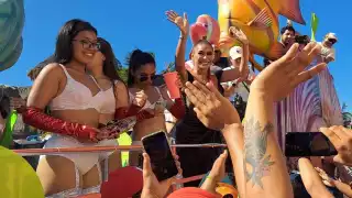 Galilea Montijo estuvo en el Carnaval de Progreso durante el paseo de este domingo por la mañana