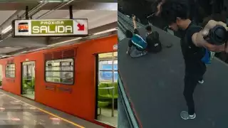 El joven conocido en internet como Selerdios Ph subió un video en el que muestra cómo brincó de un puente hacia un vagón de la L9 del Metro