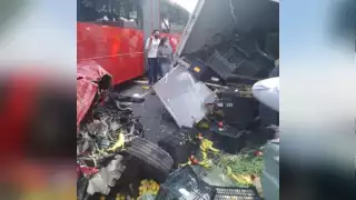 Una camioneta que transportaba verduras quedó destrozada tras el accidente automovilístico en la avenida Insurgentes Norte en la CDMX