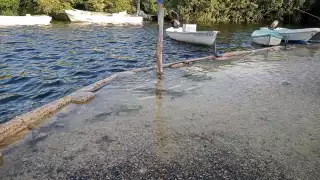 Calles de Celestún permanecen inundadas tras el desborde de la ría