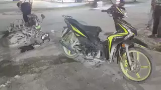 Los daños materiales fueron mínimos en ambas motocicletas